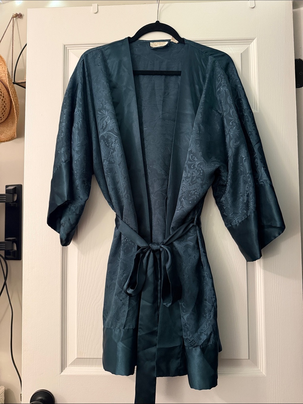 Victoria's Secret Teal Jacquard Satin Robe